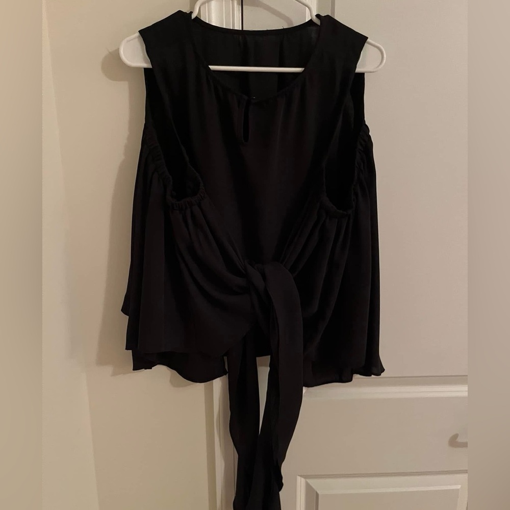 Elegant Black Tie-Back Sleeveless Top
